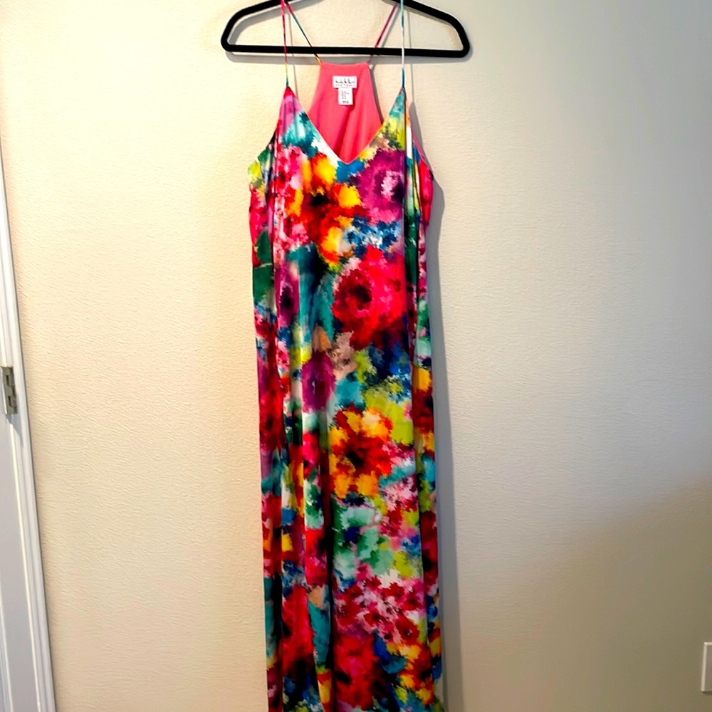 Nicole Miller multi colored maxi dress, size XL